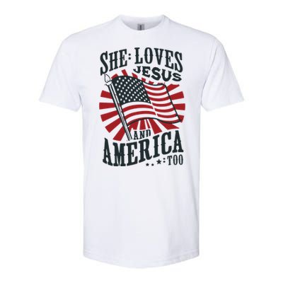 She Loves Jesus And America Too Softstyle CVC T-Shirt