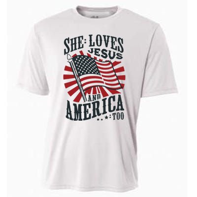 She Loves Jesus And America Too Cooling Performance Crew T-Shirt