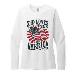 She Loves Jesus And America Too Womens CVC Long Sleeve Shirt