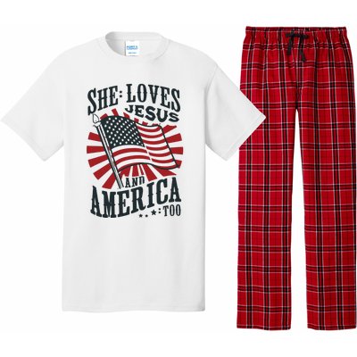 She Loves Jesus And America Too Pajama Set