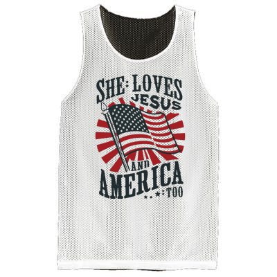 She Loves Jesus And America Too Mesh Reversible Basketball Jersey Tank