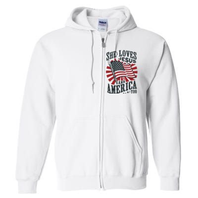 She Loves Jesus And America Too Full Zip Hoodie