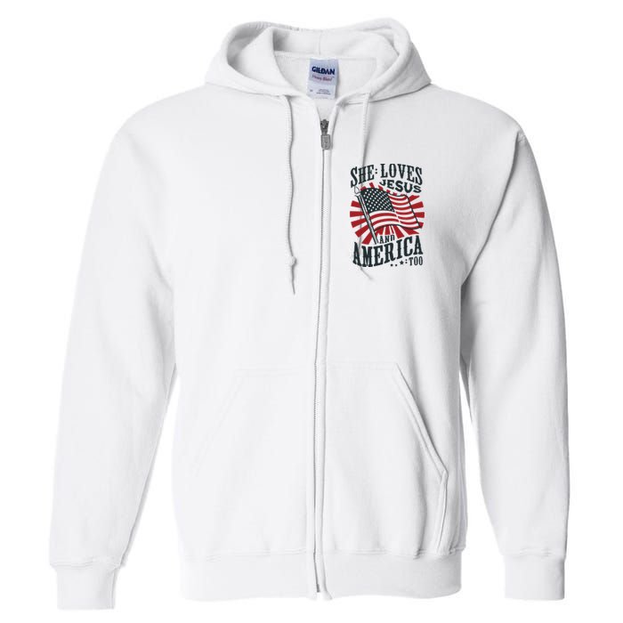 She Loves Jesus And America Too Full Zip Hoodie