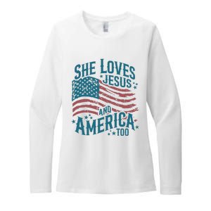 She Loves Jesus And America Too Womens CVC Long Sleeve Shirt