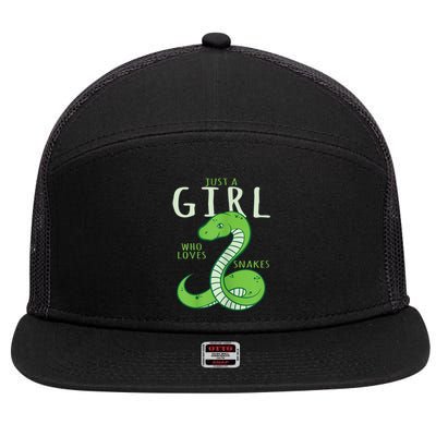 Snake Lover Just A Girl Who Loves Snakes 7 Panel Mesh Trucker Snapback Hat