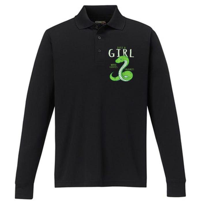 Snake Lover Just A Girl Who Loves Snakes Performance Long Sleeve Polo