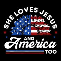 She Loves Jesus And America Too Christian Patriot Sunflower Cooling Performance Crew T-Shirt