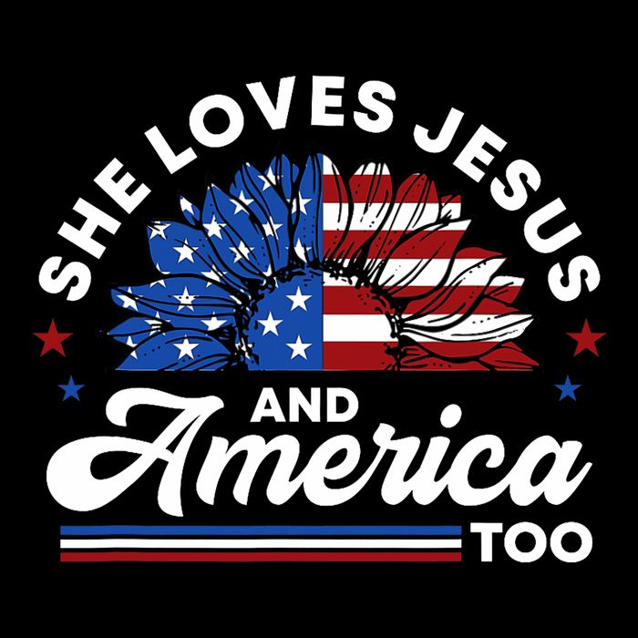 She Loves Jesus And America Too Christian Patriot Sunflower Visor