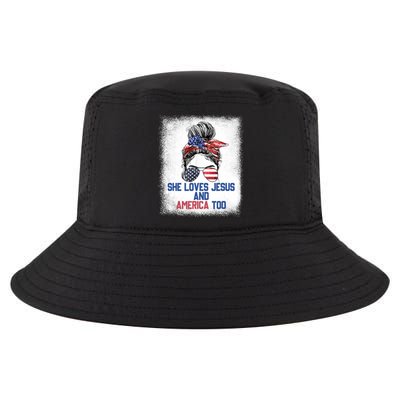 She Loves Jesus And America Too 4th Of July Christian Lover Cool Comfort Performance Bucket Hat