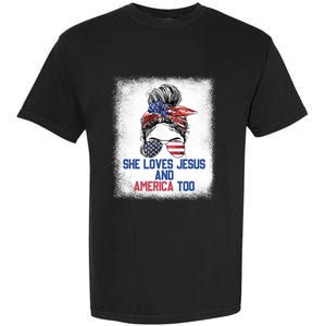 She Loves Jesus And America Too 4th Of July Christian Lover Garment-Dyed Heavyweight T-Shirt