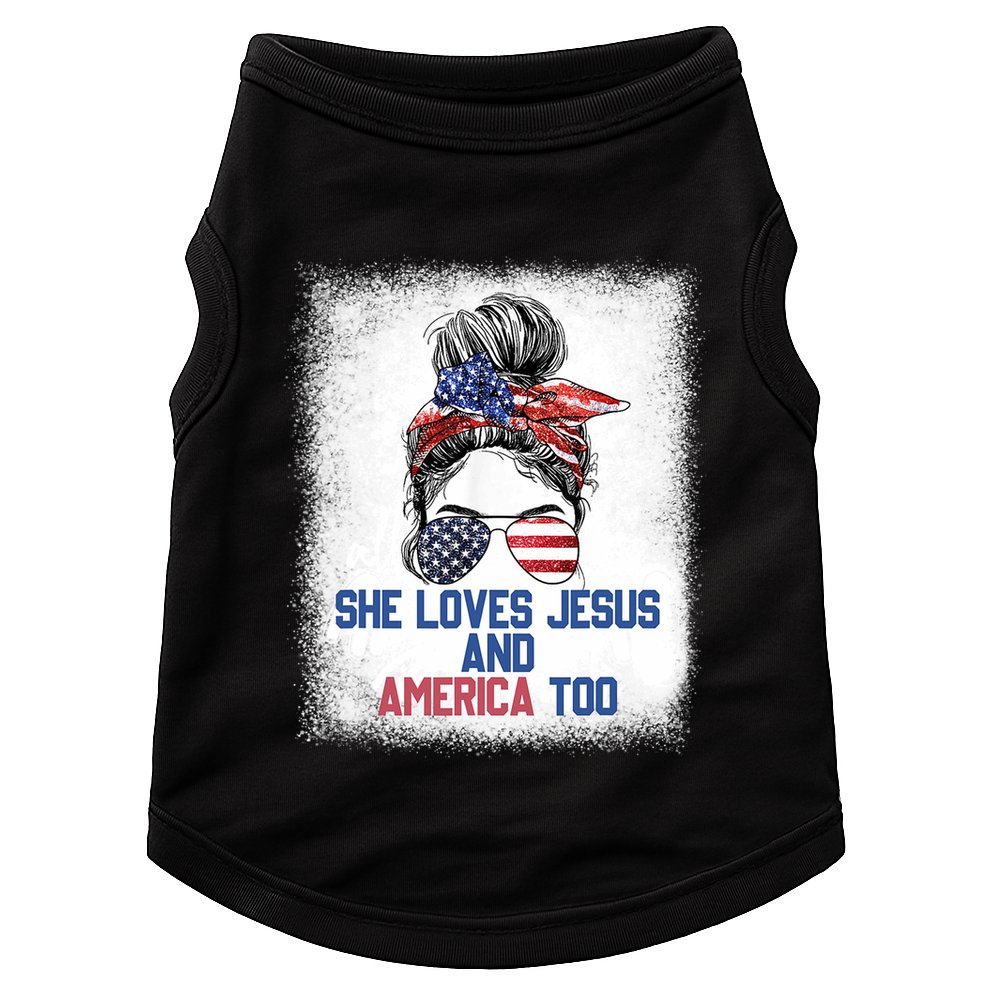 She Loves Jesus And America Too 4th Of July Christian Lover Doggie Tank