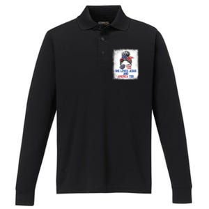 She Loves Jesus And America Too 4th Of July Christian Lover Performance Long Sleeve Polo