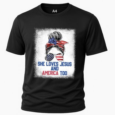 She Loves Jesus And America Too 4th Of July Christian Lover Performance Shirt