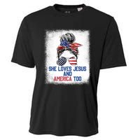 She Loves Jesus And America Too 4th Of July Christian Lover Cooling Performance Crew T-Shirt