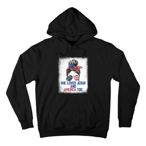 She Loves Jesus And America Too 4th Of July Christian Lover Hoodie