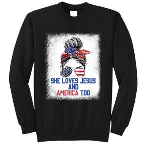 She Loves Jesus And America Too 4th Of July Christian Lover Sweatshirt