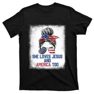 She Loves Jesus And America Too 4th Of July Christian Lover T-Shirt