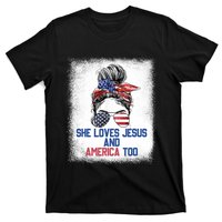 She Loves Jesus And America Too 4th Of July Christian Lover T-Shirt