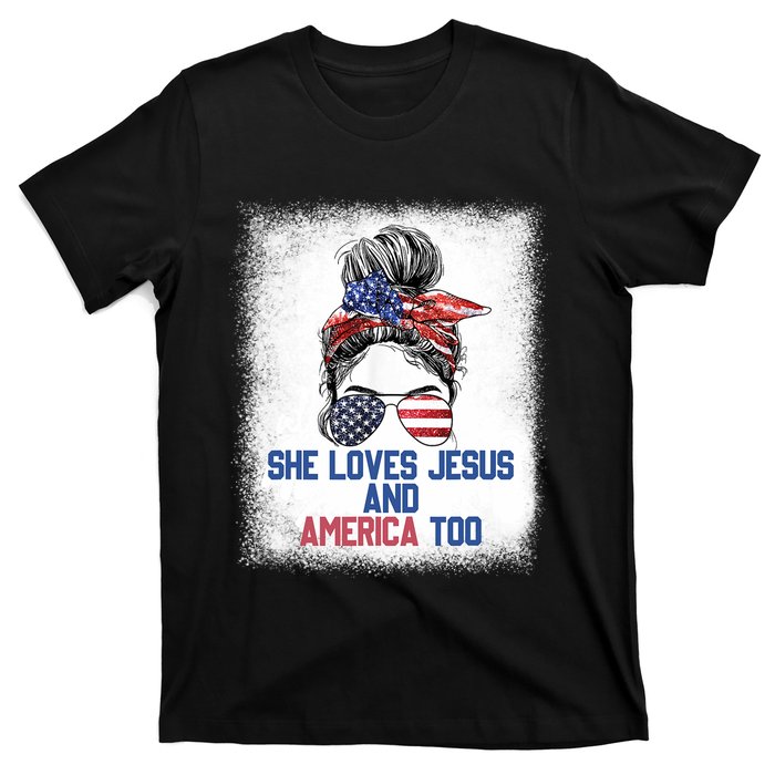 She Loves Jesus And America Too 4th Of July Christian Lover T-Shirt