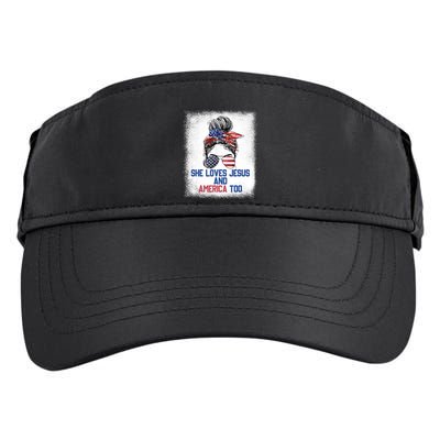She Loves Jesus And America Too 4th Of July Christian Lover Adult Drive Performance Visor