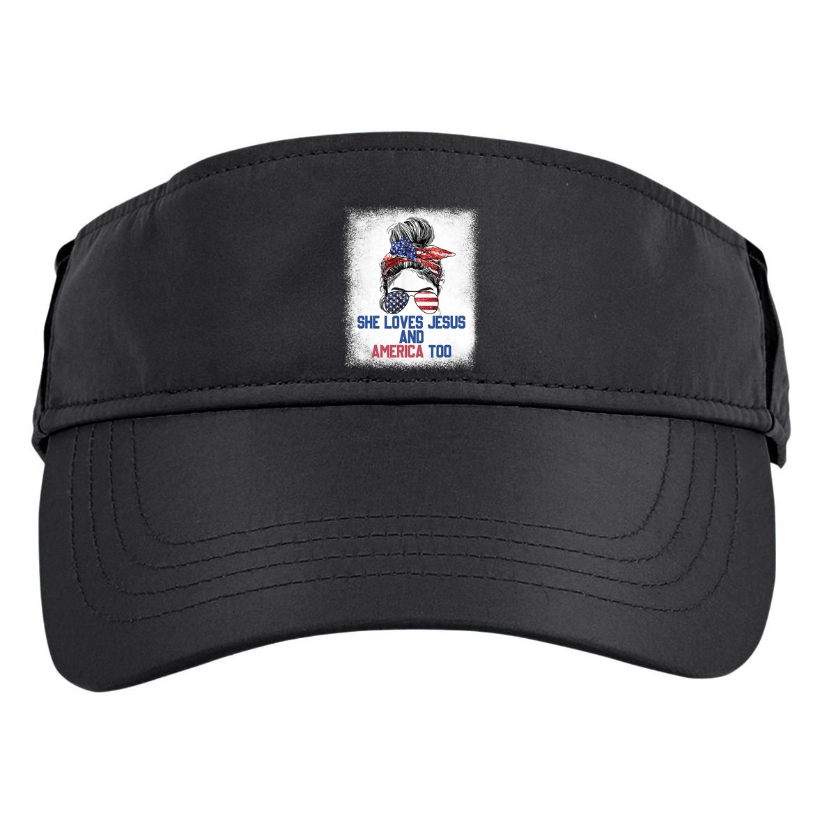 She Loves Jesus And America Too 4th Of July Christian Lover Adult Drive Performance Visor