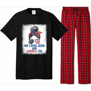 She Loves Jesus And America Too 4th Of July Christian Lover Pajama Set