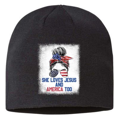 She Loves Jesus And America Too 4th Of July Christian Lover Sustainable Beanie