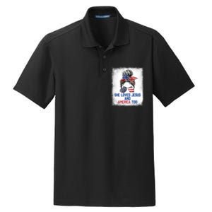 She Loves Jesus And America Too 4th Of July Christian Lover Dry Zone Grid Polo