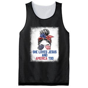 She Loves Jesus And America Too 4th Of July Christian Lover Mesh Reversible Basketball Jersey Tank