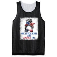 She Loves Jesus And America Too 4th Of July Christian Lover Mesh Reversible Basketball Jersey Tank