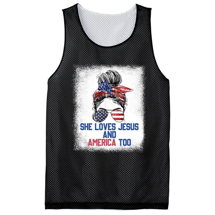 She Loves Jesus And America Too 4th Of July Christian Lover Mesh Reversible Basketball Jersey Tank