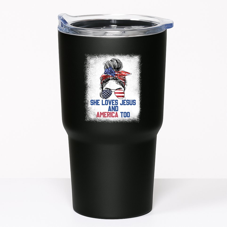 She Loves Jesus And America Too 4th Of July Christian Lover Tumbler
