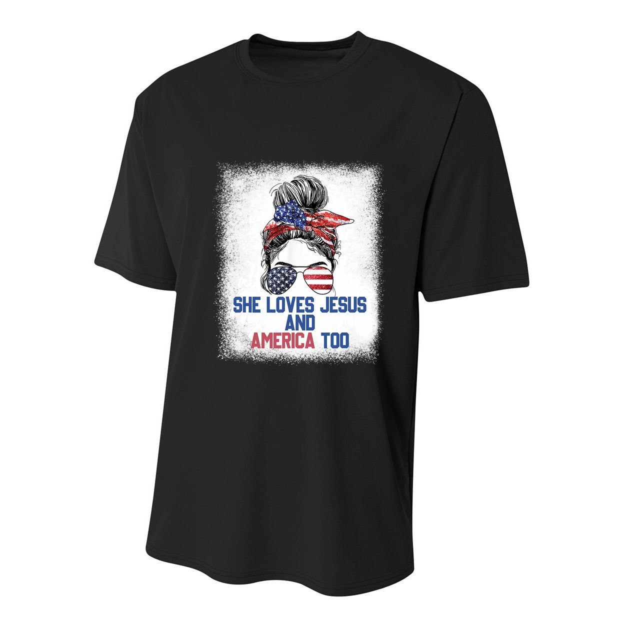 She Loves Jesus And America Too 4th Of July Christian Lover Youth Performance Sprint T-Shirt