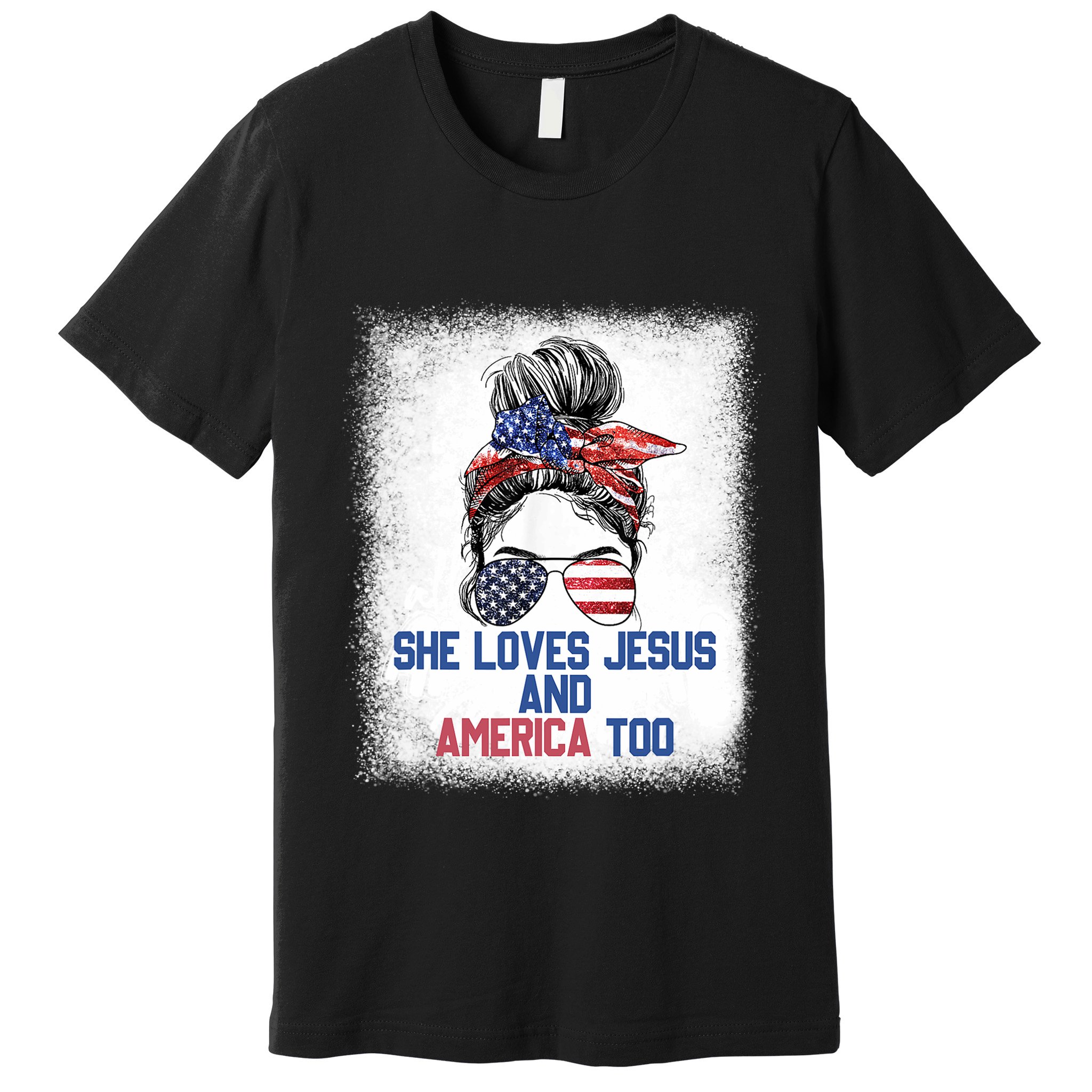 She Loves Jesus And America Too 4th Of July Christian Lover Premium T-Shirt