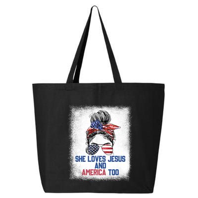 She Loves Jesus And America Too 4th Of July Christian Lover 25L Jumbo Tote