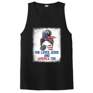 She Loves Jesus And America Too 4th Of July Christian Lover PosiCharge Competitor Tank