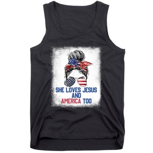 She Loves Jesus And America Too 4th Of July Christian Lover Tank Top