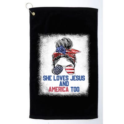 She Loves Jesus And America Too 4th Of July Christian Lover Golf Towel
