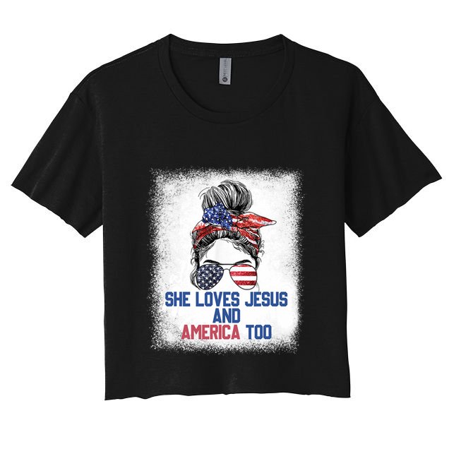 She Loves Jesus And America Too 4th Of July Christian Lover Crop Top