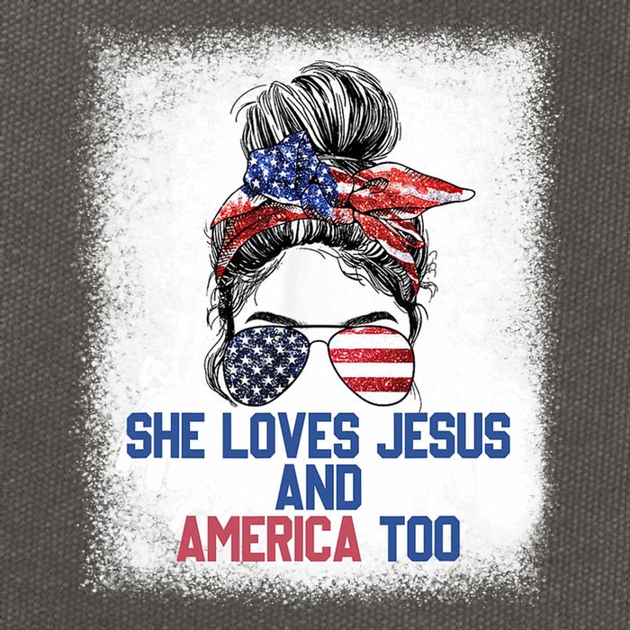 She Loves Jesus And America Too 4th Of July Christian Lover Cotton Canvas Backpack