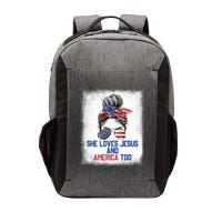 She Loves Jesus And America Too 4th Of July Christian Lover Vector Backpack