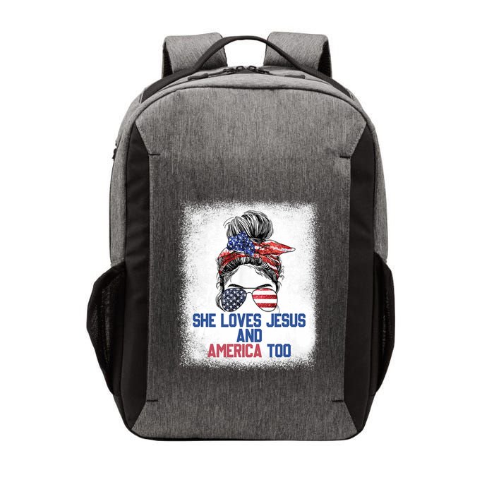 She Loves Jesus And America Too 4th Of July Christian Lover Vector Backpack