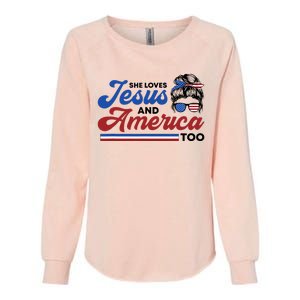 She Loves Jesus And America Too 4th of July Proud Christian Womens California Wash Sweatshirt