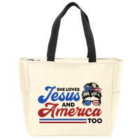 She Loves Jesus And America Too 4th of July Proud Christian Zip Tote Bag