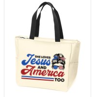 She Loves Jesus And America Too 4th of July Proud Christian Zip Tote Bag