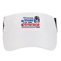She Loves Jesus And America Too 4th of July Proud Christian Adult Drive Performance Visor