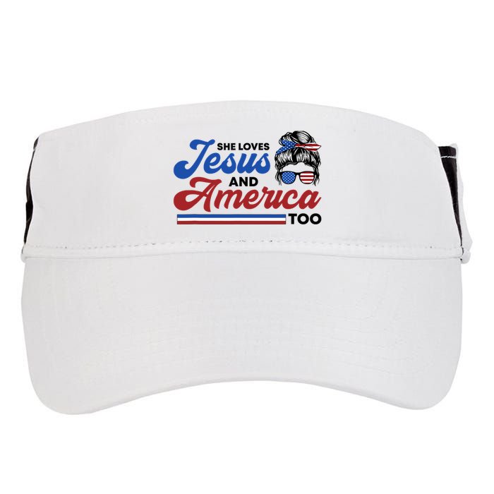 She Loves Jesus And America Too 4th of July Proud Christian Adult Drive Performance Visor