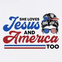 She Loves Jesus And America Too 4th of July Proud Christian 11oz C Handle Ceramic Mug