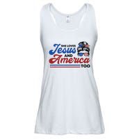 She Loves Jesus And America Too 4th of July Proud Christian Ladies Essential Flowy Tank