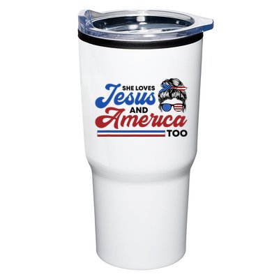She Loves Jesus And America Too 4th of July Proud Christian Tumbler
